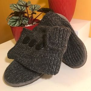 Grey and Silver Knitted Ugg Boots